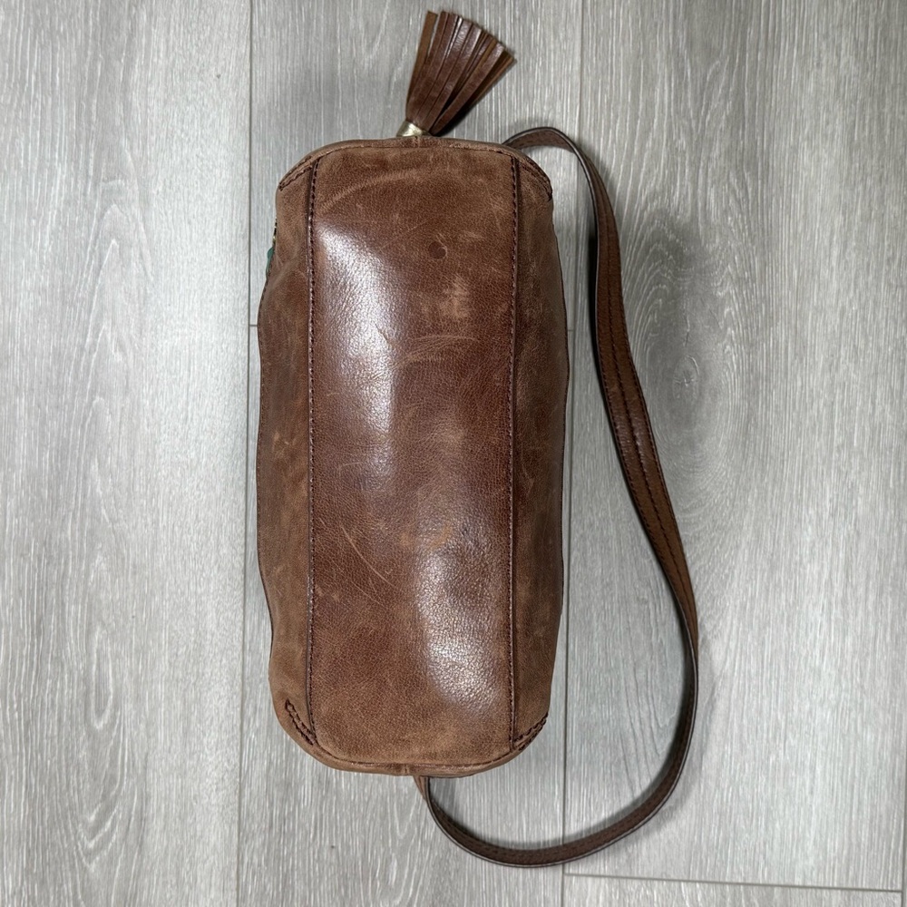 The SAK Kendra Hobo Shoulder Bag. Teal and Brown Leather. - Picture 3 of 12
